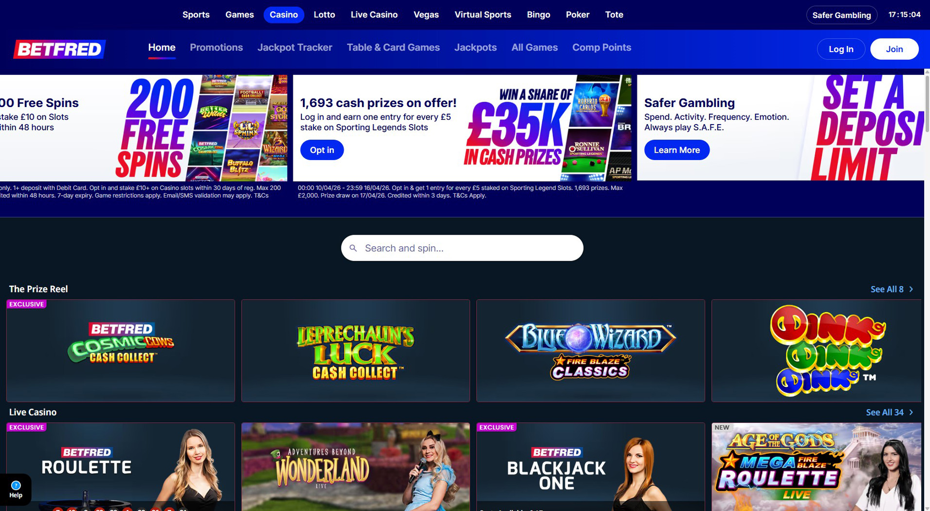 7. Betfred Casino - Balanced Jeton Casino Offer